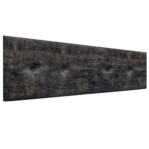 DHOME Gepolstertes Kopfteil aus Luxuriösem Glattem Stoff mit Knöpfen Kopfteil für Bett Gepolstert Luxusausführung (Luxurious Black, 190x60cm) von DHOME