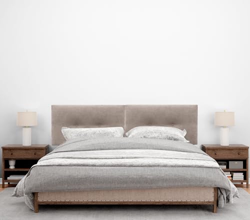 DHOME Kunstleder oder Acualine Stoff Kopfteil Plain mit Knöpfen DUAL geteilt in 2 Stücke gepolstert HIGH Range Schlafzimmer Kopfteil (Stoff Erde, 210cm Dual (Betten 200)) von DHOME