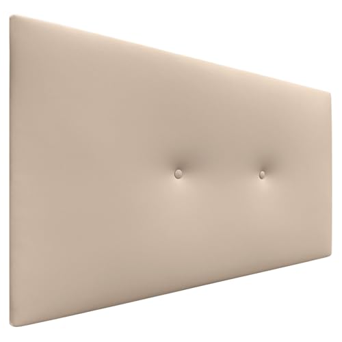 DHOME Kunstleder oder Acualine Stoff Kopfteil einfarbig mit Knöpfen gepolstert HIGH Range Luxus Bett Kopfteil Modernes Schlafzimmer Polsterung (Kuntsleder Beige, 110x50cm (Betten 80/90/105)) von DHOME