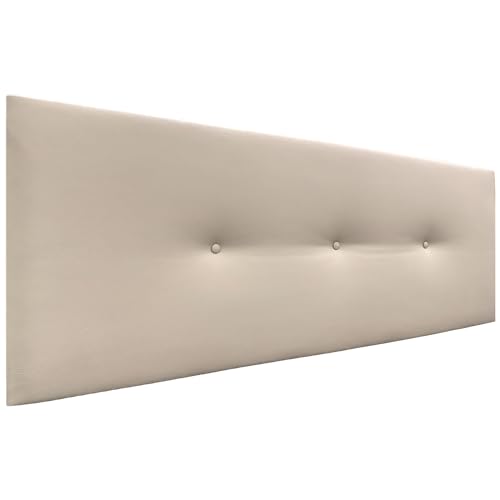 DHOME Kunstleder oder Acualine Stoff Kopfteil einfarbig mit Knöpfen gepolstert HIGH Range Luxus Bett Kopfteil Modernes Schlafzimmer Polsterung (Kuntsleder Beige, 160x50cm (Betten 150/160)) von DHOME