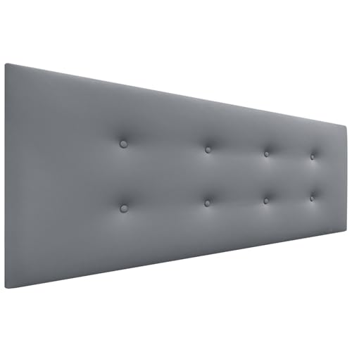 DHOME Kunstleder oder Stoff Kopfteil AQUALINE Pro mit 2 Reihen von Knöpfen gepolstertes Kopfteil Luxus Bett (145cm (Betten 120/135/140), Kunstleder Grau) von DHOME