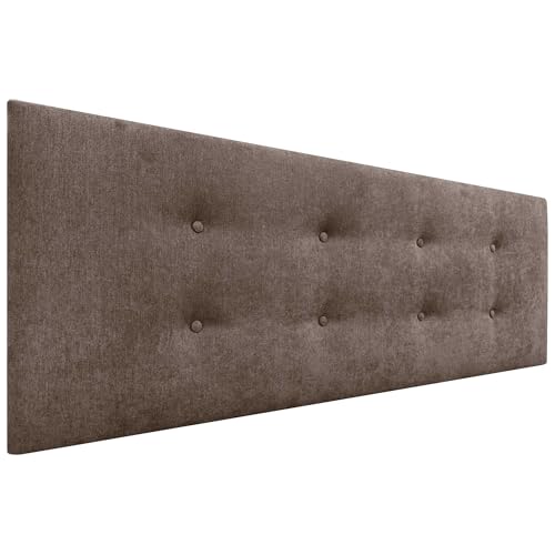 DHOME Kunstleder oder Stoff Kopfteil AQUALINE Pro mit 2 Reihen von Knöpfen gepolstertes Kopfteil Luxus Bett (145cm (Betten 120/135/140), Stoff Braun) von DHOME