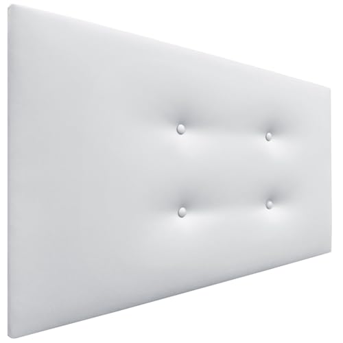 DHOME Kunstleder oder Stoff Kopfteil AQUALINE Pro mit 2 Reihen von Knöpfen gepolstertes Kopfteil Luxus Bett (90cm (Betten 70/80/90), Kunstleder Weiß) von DHOME