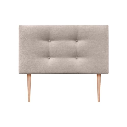 DHOME Kunstleder oder Stoff Kopfteil AQUALINE Pro mit 2 Reihen von Knöpfen gepolstertes Kopfteil Luxus Bett (90x105cm Mit Füßen (Betten 70/80/90), Stoff Beige) von DHOME