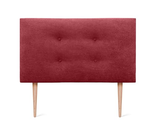 DHOME Kunstleder oder Stoff Kopfteil AQUALINE Pro mit 2 Reihen von Knöpfen gepolstertes Kopfteil Luxus Bett (95x105cm Mit Füßen (Betten 70/80/90), Stoff Rot) von DHOME