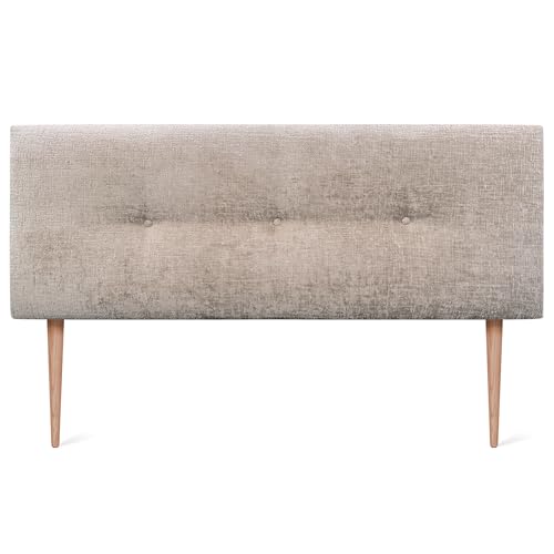 DHOME Natürliche Wolle Finish Kopfteil mit Knöpfen und Beinen gepolstertes Bett Kopfteil Bett Schlafzimmer gepolstertes Bettzeug Winter Luxury (Beige Wolle, 145x105cm (140/135)) von DHOME