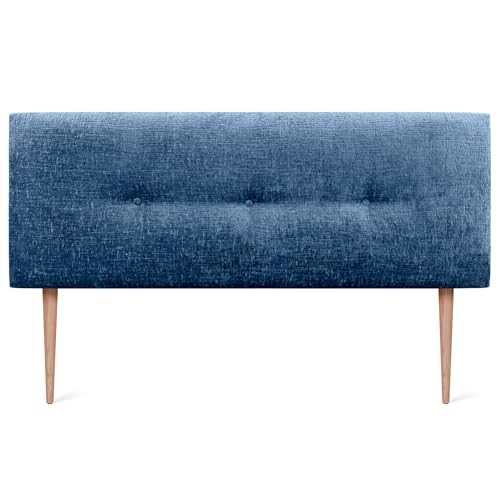 DHOME Natürliche Wolle Finish Kopfteil mit Knöpfen und Beinen gepolstertes Bett Kopfteil Bett Schlafzimmer gepolstertes Bettzeug Winter Luxury (Blaue Wolle, 160x105cm (150/160)) von DHOME