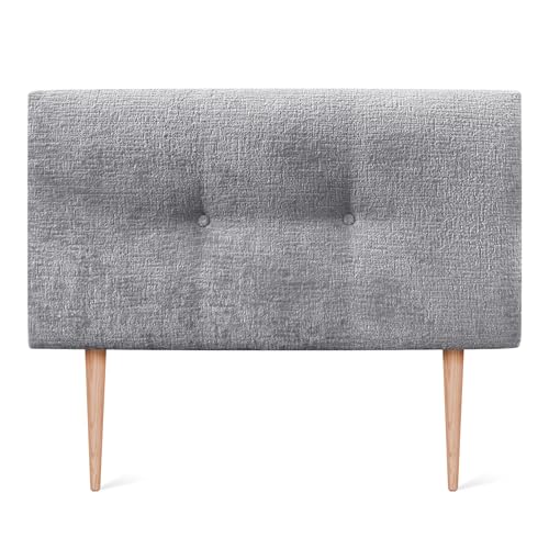 DHOME Natürliche Wolle Finish Kopfteil mit Knöpfen und Beinen gepolstertes Bett Kopfteil Bett Schlafzimmer gepolstertes Bettzeug Winter Luxury (Hellgraue Wolle, 90x105cm (80/90)) von DHOME