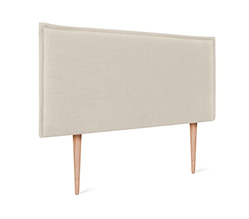 DHOME Plain Natural Leinen Kopfteil mit Einfassung gepolstertes Kopfteil Bett Modernes Schlafzimmer TOP Trending (Beige, 90x105cm Mit Füßen (Betten 70/80/90)) von DHOME