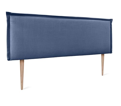 DHOME Plain Natural Leinen Kopfteil mit Einfassung gepolstertes Kopfteil Bett Modernes Schlafzimmer TOP Trending (Marineblau, 135x105cm Mit Füßen (Betten 120/135/140)) von DHOME