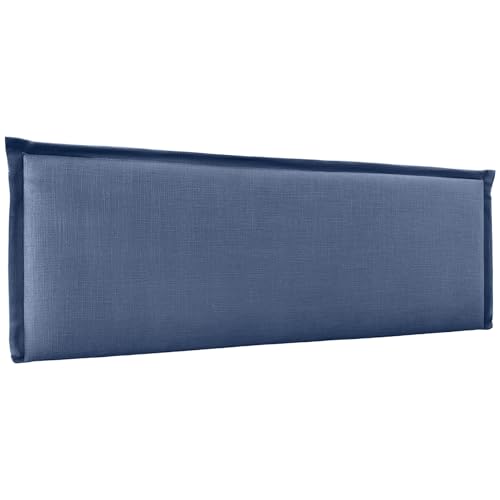 DHOME Plain Natural Leinen Kopfteil mit Einfassung gepolstertes Kopfteil Bett Modernes Schlafzimmer TOP Trending (Marineblau, 145cm (Betten 120/135/140)) von DHOME