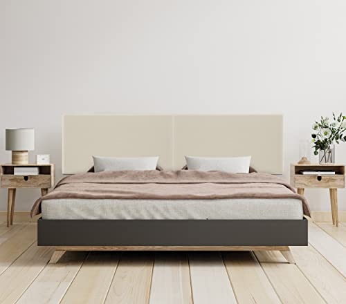 DHOME Plain Natural Linen Headboard gepolstertes Bett Kopfteil Modernes Schlafzimmer TOP Trending (Beige, 210cm Dual (Betten 200)) von DHOME