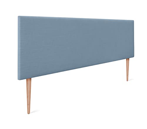 DHOME Plain Natural Linen Headboard gepolstertes Bett Kopfteil Modernes Schlafzimmer TOP Trending (Blau, 160x105cm Mit Füßen (Betten 150/160)) von DHOME