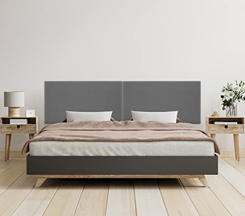 DHOME Plain Natural Linen Headboard gepolstertes Bett Kopfteil Modernes Schlafzimmer TOP Trending (Dunkelgrau, 210cm Dual (Betten 200)) von DHOME