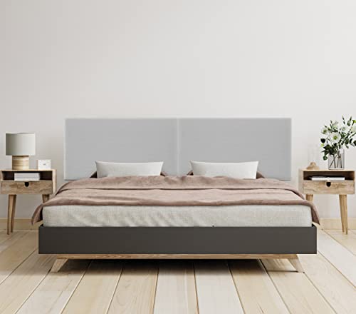 DHOME Plain Natural Linen Headboard gepolstertes Bett Kopfteil Modernes Schlafzimmer TOP Trending (Hellgrau, 220cm Dual (Betten 200)) von DHOME