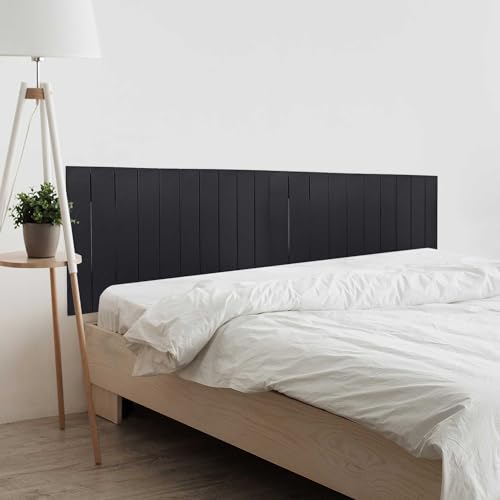 DHOME Recyceltes Holz Kopfteil MDF Paletten Stil Vertikale Palette Bed Pallets Beschläge inklusive (180cm Dual, Massiv Schwarz) von DHOME