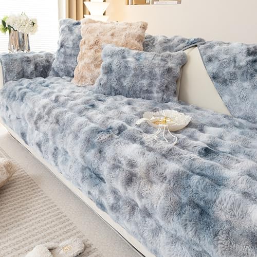 Sofa Überzug Dicker Plüsch Schonbezug Sofabezug, Sofabezug 1 2 3 4 Sitzer, L Form Sofaüberwurfe, Ecksofa Sofa Überzug Pets Dog Couch Überzug, Superweicher Wohnzimme Sofakissenbezüge (Color : Blue, S von DHONDT