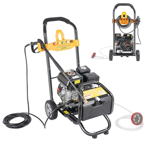 Benzin Hochdruckreiniger, 170 Bar Selbstansaugend Hochdruckreiniger mit Düsen und Schlauch, 2200 PSI U-Rahmen Terrassenreinger mit 7.5PS 4-Takt Benzinmotor für die Reinigung von Böden Benzin Hochdruckreiniger, 170 Bar Selbstansaugend Hochdruckreiniger mit Düsen und Schlauch, 2200 PSI U-Rahmen Terrassenreinger mit 7.5PS 4-Takt Benzinmotor für die Reinigung von Böden von DHQCQL