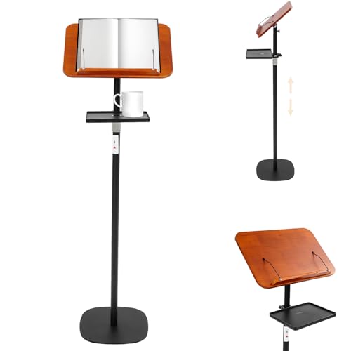 DHQCQL Beistelltisch Höhenverstellbar, 2-in-1 Verstellbarer Buchständer mit Stabilem Bodenständer, Winkelverstellung 0-180°, Höhenverstellbar 108-142cm, Anhebbarer stehschreibtisch für Büro & Zuhause von DHQCQL
