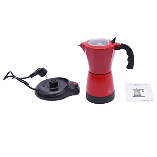 DHQCQL Espressokocher Elektrisch 300ml, 480W 220V Kaffeekocher Elektrisch mit Base, Elektrische Espressokocher für 6 Tassen, Kaffeekocher Elektrisch für Reisen oder Camping (Rot) von DHQCQL
