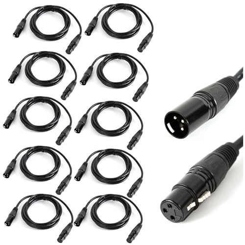 DHQCQL Kabel 2m, 10 x DMX Kabel mit Male to Female Connector, 3 Polig Abgeschirmt Ausbalanciert DMX-Patchkabel für Stromversorgung und DMX-Signal, Schwarz DHQCQL Kabel 2m, 10 x DMX Kabel mit Male to Female Connector, 3 Polig Abgeschirmt Ausbalanciert DMX-Patchkabel für Stromversorgung und DMX-Signal, Schwarz von DHQCQL