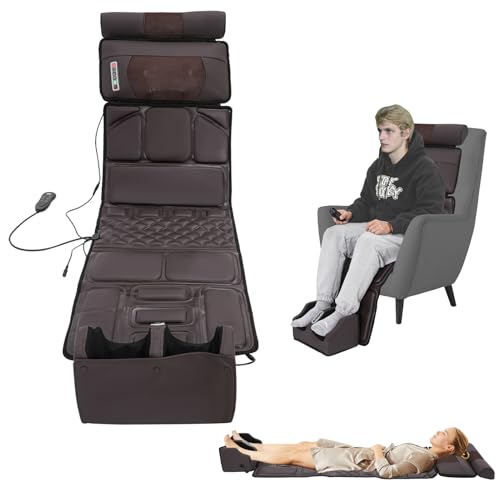 DHQCQL Massagematte mit Wärmefunktion, Massagematte Ganzkörpermassage mit Kissen und Fußmassagegerät, Massagesessel Ganzkörpermassage mit Timer und Fernbedienung für Hause Büro, Geschenke von DHQCQL