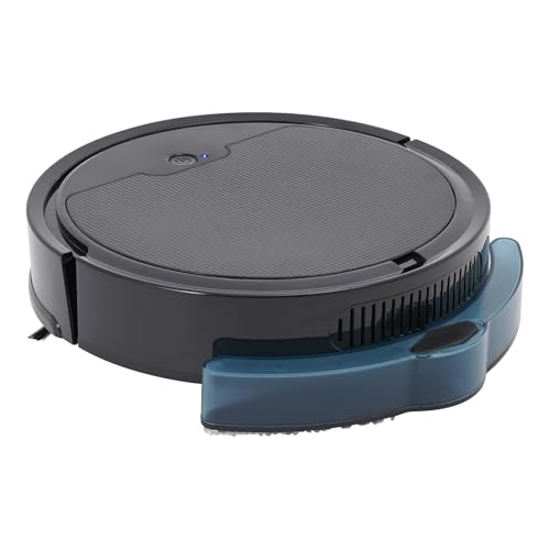 DHQCQL Saugroboter Roboterstaubsauger, Saugroboter mit Wischfunktion 3 in 1, 1100Pa Staubsaugerroboter mit 2 Arten Reinigungsmodus für Tierhaare, Teppich, Hartboden (Schwarz) von DHQCQL