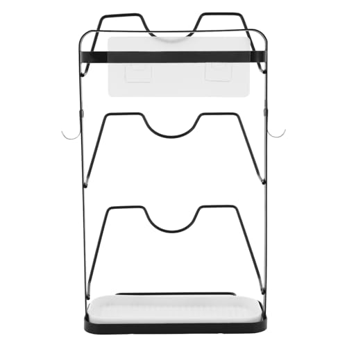 DHQCQL Topfdeckelhalter Wand, Hängender Deckelhalter mit 5 Fächern und 2 Haken, Selbstklebend Halterung topfdeckel organizer für Küchenschränke Posterständer Regal-Display-Halter (Schwarz) von DHQCQL