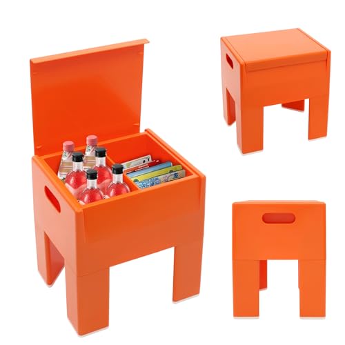 DHQCQL Truhenbank mit Stauraum, 37 * 31 * 40cm Hocker mit Stauraum, Moderne Sitzbänke & -Truhen, Multifunktionaler Aufbewahrungshocker für Wohnzimmer, Schlafzimmer & Kinderzimmer (Tangerine) von DHQCQL