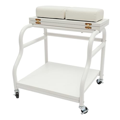 Fußbad Spa Wagen, Trolley für Fußbad mit 4 Universal-Räder, 2 Stufiges Bath Fuß Spezialwerkzeugwagen für Fußbäder, Pediküre, Salon-Zubehör, bis zu 18kg (Weiß) von DHQCQL