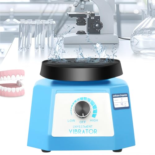 Rüttelplatte Gipsrüttler, 70W 220V Einstellbare Dental Rüttler mit Antivibrationsfüße, Round Elektrisch Lab Oszillator für Dentalformen, Gummiformung, Labor & Casting, Blau von DHQCQL