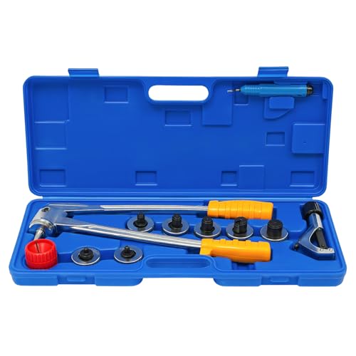 Rohraufweiter Bördelwerkzeug, Bördelgerät Bremsleitung mit 7 AufweiterköPfen und Tragetasche, Manuelles Rohrexpander-Set für Aluminium- und flexiblen Stahlrohren von 10-28mm von DHQCQL