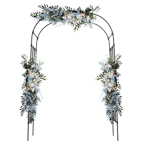 Rosenbogen Torbogen Rankhilfe Metall, Gartenbogen mit Schutzkappe und Verdrehtes Muster, Freistehend Rosengestell für Garten Decoration und Verzierung Kletterer (Schwarz, 240x150x40cm) von DHQCQL