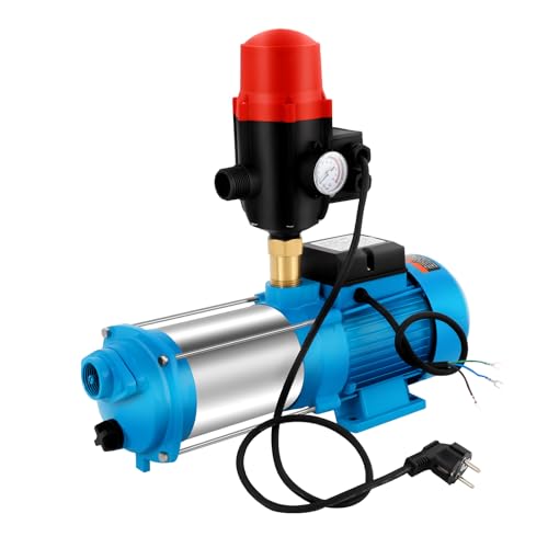 Wasserpumpe Schmutzwasserpumpe 1300W, 9,8 Bar Edelstahl Gartenpumpe mit Manometer & Druckschalter, 4000 l/h Kreiselpumpe Selbstansaugend für Teichen, Gärten, Springbrunnen Wasserpumpe Schmutzwasserpumpe 1300W, 9,8 Bar Edelstahl Gartenpumpe mit Manometer & Druckschalter, 4000 l/h Kreiselpumpe Selbstansaugend für Teichen, Gärten, Springbrunnen von DHQCQL