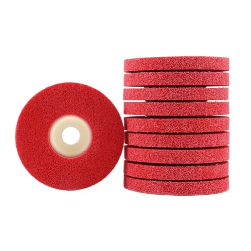 DHRCONPA 1/3/5/10 stücke 4 zoll Rot Nylon Faser Flache Schleifmittel Polieren Polieren Rad Disc Pad for Winkel Grinder Werkzeug von DHRCONPA