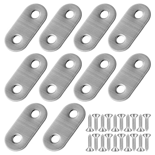 10 Stück Flacher Rechtwinkliger Code Mit 20 Schrauben, Holz-Metallhalterung, Flacher Reparaturstützwinkelverbinder, Fester Reparaturhalterung von DHSBGWSX