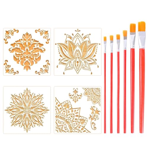 4 Klammern Mit Sprühmalerei-Vorlagen, 6 Pinsel, Wandmalerei-Vorlagen, Hohlmalerei-Vorlagen, Muster-Kopiervorlagen, Kinder-Malvorlagen, DIY-Wandmalerei-Vorlagen-Kits 4 Klammern Mit Sprühmalerei-Vorlagen, 6 Pinsel, Wandmalerei-Vorlagen, Hohlmalerei-Vorlagen, Muster-Kopiervorlagen, Kinder-Malvorlagen, DIY-Wandmalerei-Vorlagen-Kits von DHSBGWSX