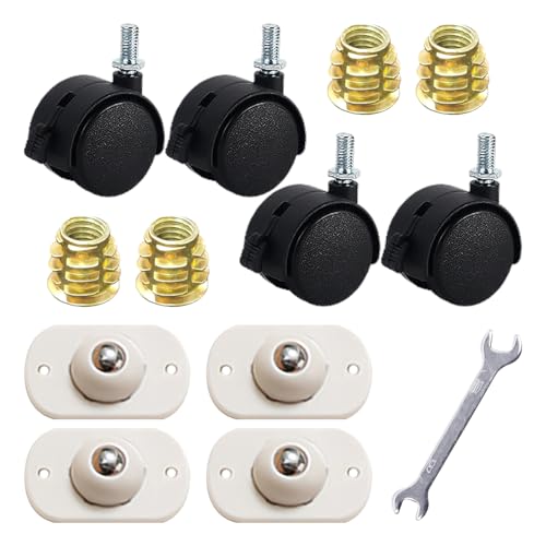 4 Universalräder Mit Bremsen, 4 Kugelrollen, 4 Trapezmuttern, 1 Kleiner Doppelschlüssel, Universalräder, Trocknerrollen, Nylonrollen von DHSBGWSX