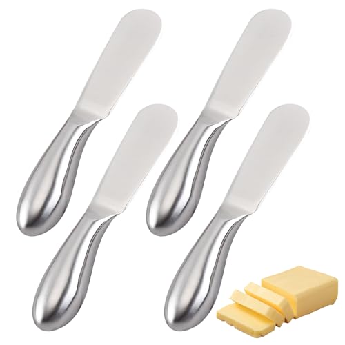 DHSBGWSX 4 Stück Buttermesser, Erdnussbuttermesser, Marmeladenmesser, Buttermesser aus Edelstahl, multifunktionales Buttermesser aus Edelstahl, Käsemesser, Dessertspatel, Minimesserset von DHSBGWSX