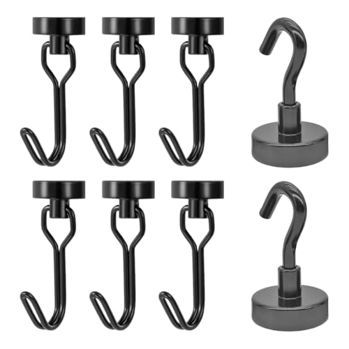 DHSBGWSX 6 Stück Rotierende Magnethaken, 2 Stück Magnethaken, Rostfreie Metallhaken, Rotierende Magnethaken, Tragende Magnethaken, Spurlose Magnethaken, Mehrzweck-Magnethaken von DHSBGWSX