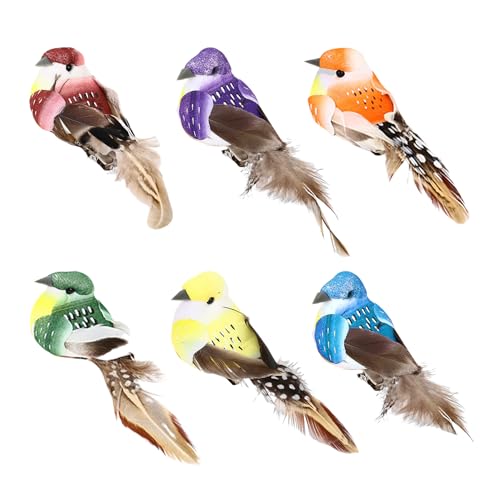 DHSBGWSX 6 Stück Simulierte Vögel, Bunte Künstliche Vögel, Clip-Deko-Vögel, Bastel-Deko-Vögel, Gartenornamente, Hofdekorations-Requisiten von DHSBGWSX