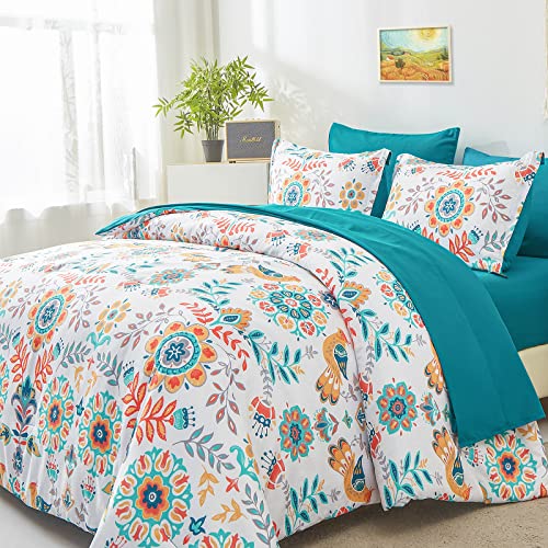 DHSFKBE Boho Tröster-Set King - 7-teiliges Bett in Einer Tasche, Blumen-Medaillon-Design, böhmisches Tröster-Set mit Laken, weiche Mikrofaser, komplette Bettwäsche-Sets für alle Jahreszeiten DHSFKBE Boho Tröster-Set King - 7-teiliges Bett in Einer Tasche, Blumen-Medaillon-Design, böhmisches Tröster-Set mit Laken, weiche Mikrofaser, komplette Bettwäsche-Sets für alle Jahreszeiten von DHSFKBE