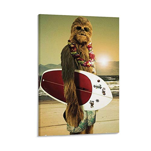 Chewbacca Surfen Poster auf Leinwand, Kunst-Poster und Wand-Kunstdruck, modernes Familienschlafzimmerdekor, 30 x 45 cm von DHSJ
