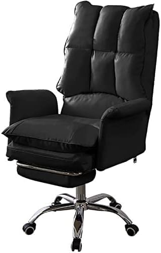 DHSKFUA Ergonomischer Computerstuhl mit Liegefunktion, Fußstütze, Armen und Rädern bequemer multifunktionaler Bürostuhl (Größe: eine Seite, Farbe: Schwarz) Progress von DHSKFUA