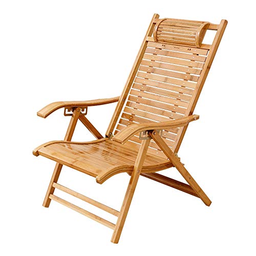 DHSKFUA Klappende Liege Bambus Garten Sonne Lounge Lounge Stuhl Balkon Siesta Stuhl Outdoor Holzterrasse mit Verstellbarer Kopfstütze tragbarer Freizeitdeckstuhl Progress von DHSKFUA