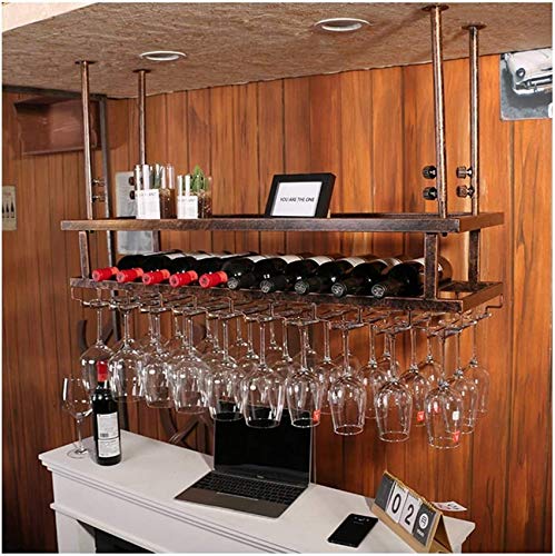DHSKFUA Rotweinbechhalter, verkehrt herum Home Bar Bar Wine Rack, Weinregal, Becherregal, Weinregal Hängende Weinregal (Farbe: Schwarz, Größe: 80 * 30 cm) Progress von DHSKFUA