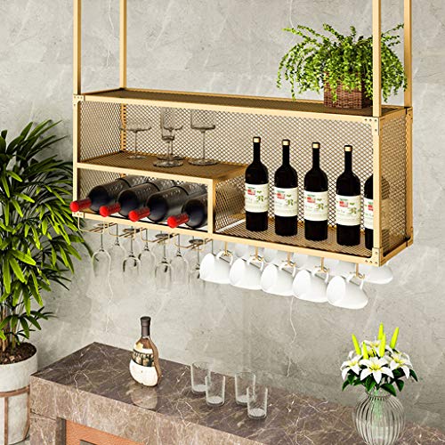 DHSKFUA Weinglas Hanging Rack, wandmontierte Weinregal, Flaschen- und Glashalter, klarer Lagergeschäft Rot, Weiß, Champagner, schwimmendes Weinregal und Glasregal Progress von DHSKFUA
