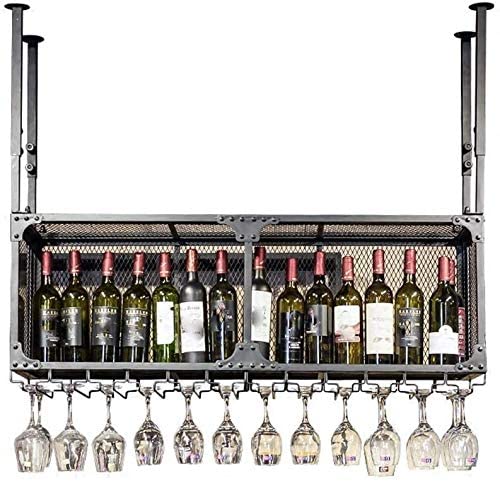 DHSKFUA Weinregal Weinglas Rack Bar Hanges Weinregal Europäische Schmiedeeisen -Goblet -Rack kreativ auf den Kopf doppelte Rotweinbecher Hold Lagerregal (Größe: 1003045 cm) Hoffnung Progress von DHSKFUA