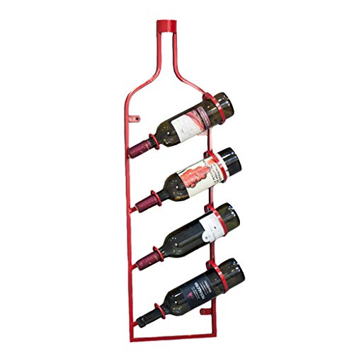 DHSKFUA Weinregale Home/Bar Retro, 4 Flaschen Metall schmiedeeisere Wand montierte Weinflaschenhalter Hängende Display Rack Bar Restaurant Haus Weinregal Organizer Hausdekoration/Rot Progress von DHSKFUA