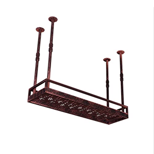 DHSKFUA Weinregale mit Stammbalkenglashalter, industriellem Wandflaschenhalter, Metallhänge -Weinregal, Home Kitchen Bar Decor Display Rack - rotes Kupfer (Größe: 140 x 35 cm) Progress von DHSKFUA
